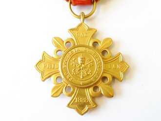 Orden 1888 Vatikan Bronze vergoldet Leo XIII (1878-1903). Sehr guter Zustand, am Band . Dazu die Miniatur