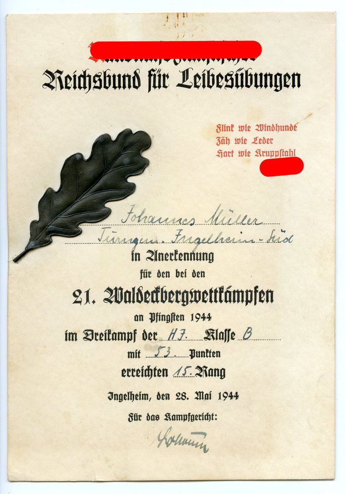 Hitler Jugend Bann 842 Bingen West Hessen Nassau Konvolut Urkunden 120 00