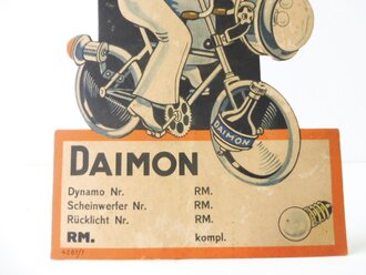 DAIMON Werbeaufsteller aus Pappe aus den 30/40iger Jahren. 14 x 19cm