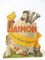 DAIMON Werbeaufsteller aus Pappe aus den 30/40iger Jahren. 18 x 23cm, beschädigt