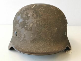 Heer, Stahlhelm Modell 1940, originaler Rauhtarn (gesandet) Zusammengehöriges Stück, in allen Teilen Original