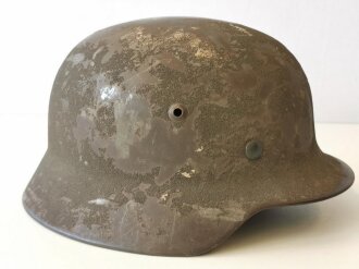 Heer, Stahlhelm Modell 1940, originaler Rauhtarn (gesandet) Zusammengehöriges Stück, in allen Teilen Original