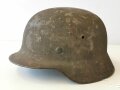 Heer, Stahlhelm Modell 1940, originaler Rauhtarn (gesandet) Zusammengehöriges Stück, in allen Teilen Original