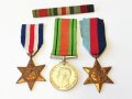 Großbritannien, 3 Orden mit Bandspange: The Defence Medal 1939-45, The France and Germany star, The 1939-1945 Star"