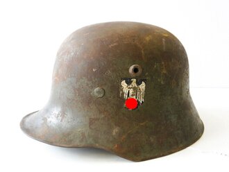 Heer, Stahlhelm alter Art, Originallack mit beiden...