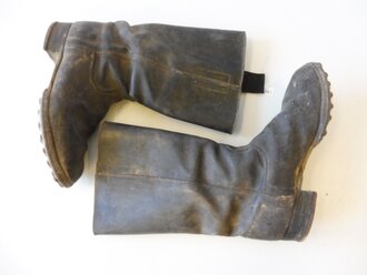 1. Weltkrieg, Paar Stiefel für Mannschaften (Seitennaht) ungereinigte Kammerstücke, Sohlenlänge 29cm, weiches Leder