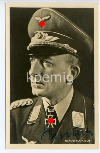 General Bogatsch, eigenhändige Unterschrift auf Hoffmann Postkarte