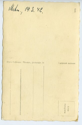 Ritterkreuzträger Hauptmann Wilhelm Specht, eigenhändige Unterschrift auf Hoffmann Postkarte