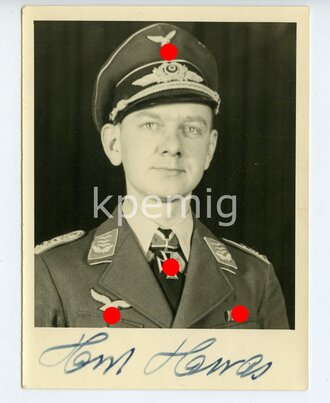 Ritterkreuzträger Horst Harras, eigenhändige Unterschrift auf Privatfoto 9 x 12cm
