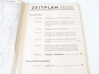 XI.Olympiade Berlin 1936, Tages Programm vom 16.August mit 47 Seiten