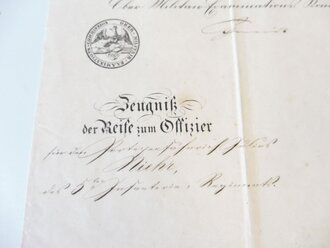 Umfangreicher Dokumentennachlass eines Kämpfers im Deutsch-Französischen Krieg 1870-71, unter anderen Urkunde zur Kriegsdenkmünze 1871, Abgangszeugnis Kriegsakademie 1865, diverse Bestallungen uvm.