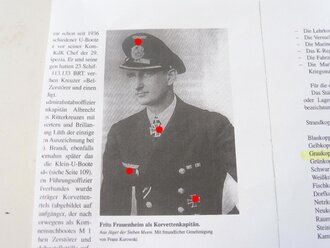 Verleihungsurkunde zum KVK. 2.Klasse 1939 für eine Marine Vorhelferin am 24. Februar 1945 mit eigenhändiger Unterschrift dse Ritterkreuzträgers Helmut Heye als Adrimal der Kleinkampfmittel-Verbände. Dazu das Arbeitsbuch und eine Erklärung