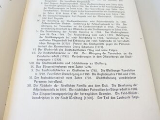 Geschichte der Bürgergarde und der bewaffneten Bürgerschaft der Stadt Weilburg, A5, 416 Seiten, datiert 1913