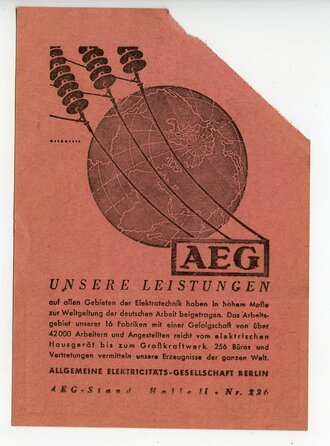 Eintrittskarte für die Ausstellung Berlin 1936...