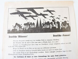 Handzettel Reichsluftschutzbund mit unausgefüllter Beitrittserklärung, A4