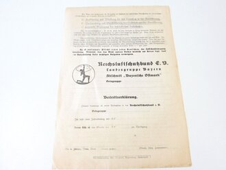 Handzettel Reichsluftschutzbund mit unausgefüllter Beitrittserklärung, A4