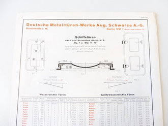 Kriegsmarine, Werbeblatt Deutsche Metalltüren-Werke Aug. Schwarze A.-G.m A4, Faltblatt