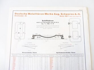 Kriegsmarine, Werbeblatt Deutsche Metalltüren-Werke...