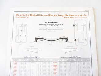 Kriegsmarine, Werbeblatt Deutsche Metalltüren-Werke Aug. Schwarze A.-G.m A4, Faltblatt