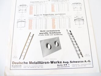 Kriegsmarine, Werbeblatt Deutsche Metalltüren-Werke Aug. Schwarze A.-G.m A4, Faltblatt