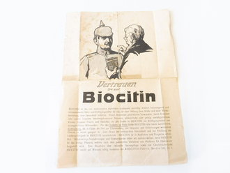 1.Weltkrieg Werbeblatt Vertrauen Sie auf Biocitin, A4,...