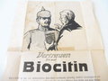 1.Weltkrieg Werbeblatt "Vertrauen Sie auf Biocitin", A4, gefaltet