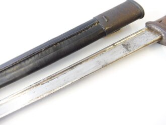 Seitengewehr M1914 (Griechisches Messer) Simson & Co. Suhl für Gewehr 98. Zusammengehöriges Kammerstück, ungereinigt. Siehe Lübbe 312