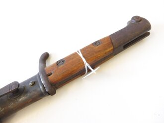 Seitengewehr M1914 (Griechisches Messer) Simson & Co. Suhl für Gewehr 98. Zusammengehöriges Kammerstück, ungereinigt. Siehe Lübbe 312