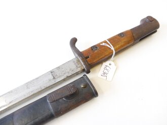 Seitengewehr M1914 (Griechisches Messer) Simson & Co. Suhl für Gewehr 98. Zusammengehöriges Kammerstück, ungereinigt. Siehe Lübbe 312