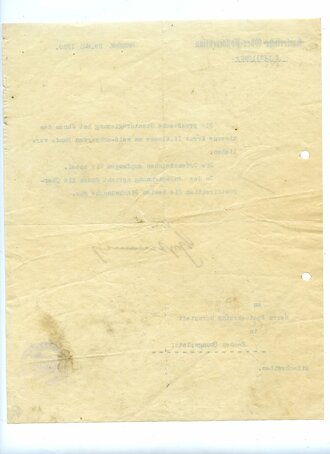 Besitzzeugnis zum Eisernen Kreuz zweiter Klasse am weißen Bande mit schwarzer Einfassung (für „daheim erworbenes Verdienst“ ) für einen Postsekretär datiert 1920, dazu das Anschreiben der Ober-Postdirektion