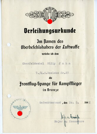 Luftwaffe, Verleihungsurkunden eines Angehörigen...