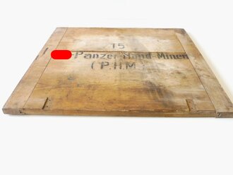 Deckel eines Transportkasten für " 15 SS-Panzer Hand Minen ( P.H.M) " Selten