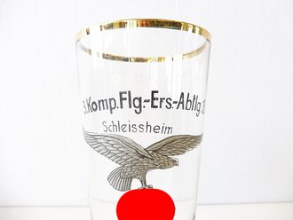 Luftwaffe, dekoratives Erinnerungsglas "3.Komp.Flg.Ers.Abtlg. 15 Schleissheim" Weihnachten 1937. Höhe 18cm, unbeschädigtes Stück