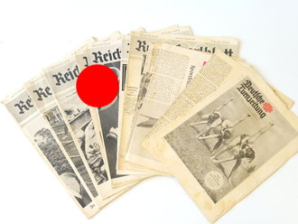 Konvolut 8 Ausgaben "Reichssportblatt" 4 Ausgaben " NS.Sport" und ein "Deutsche Turnzeitung" jeweils nicht auf vollständigkeit überprüft.