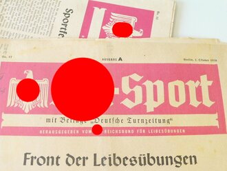 Konvolut 8 Ausgaben "Reichssportblatt" 4 Ausgaben " NS.Sport" und ein "Deutsche Turnzeitung" jeweils nicht auf vollständigkeit überprüft.