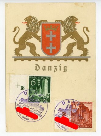 Ansichtskarte Danzig mit Sonderstempeln 19.September 1939