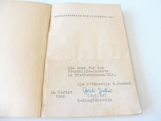 Kriegsjahrbuch der Jungmädel 1944 "Wir packen an"  Widmung , sonst nicht ausgefüllt