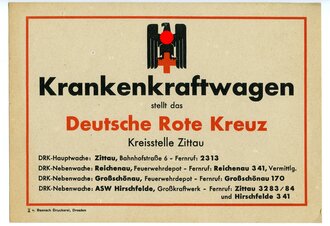 "Krankenkraftwagen stellt das Deutsche Rote Kreuz...