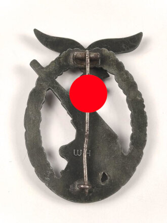 Flakkampfabzeichen der Luftwaffe, Fink, Hersteller WH für W. Hobacher Wien. Getragenes Stück