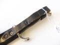 Hitler Jugend Fahrtenmesser, Doppelhersteller RZM M7/13 A.Schüttelhöfer & Co. Solingen Wald. Gebrauchtes Stück, die Scheide original lackiert