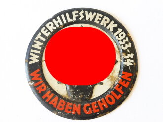 Türplakette Winterhilfswerk 1933-34 " Wir haben geholfen" Durchmesser 95mm, ungereinigt