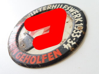 Türplakette Winterhilfswerk 1933-34 " Wir haben geholfen" Durchmesser 95mm, ungereinigt