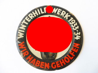 Türplakette Winterhilfswerk 1933-34 " Wir haben geholfen" Durchmesser 95mm, ungereinigt