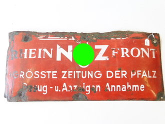 Emailleschild "NSZ Rhein Front Grösste Zeitung der Pfalz" 27 x 60cm