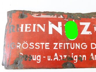 Emailleschild "NSZ Rhein Front Grösste Zeitung der Pfalz" 27 x 60cm