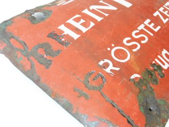 Emailleschild "NSZ Rhein Front Grösste Zeitung der Pfalz" 27 x 60cm