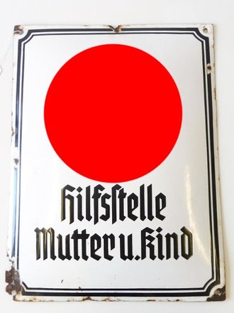 Emailleschild NSV Hilfsstelle Mutter und Kind 36 x 48cm