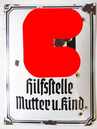 Emailleschild " NSV Hilfsstelle Mutter und...