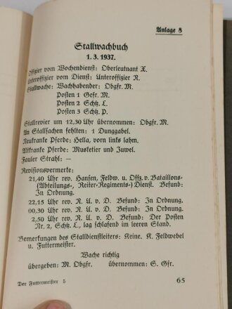 "Der Futtermeister, Der Beschlagmeister" 71 seitiges Heft aus der Reihe "Der Unteroffizier"