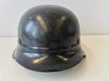 Stahlhelm Luftschutz, sogenanntes "Kradmeldermodell" alt überlackiertes Stück